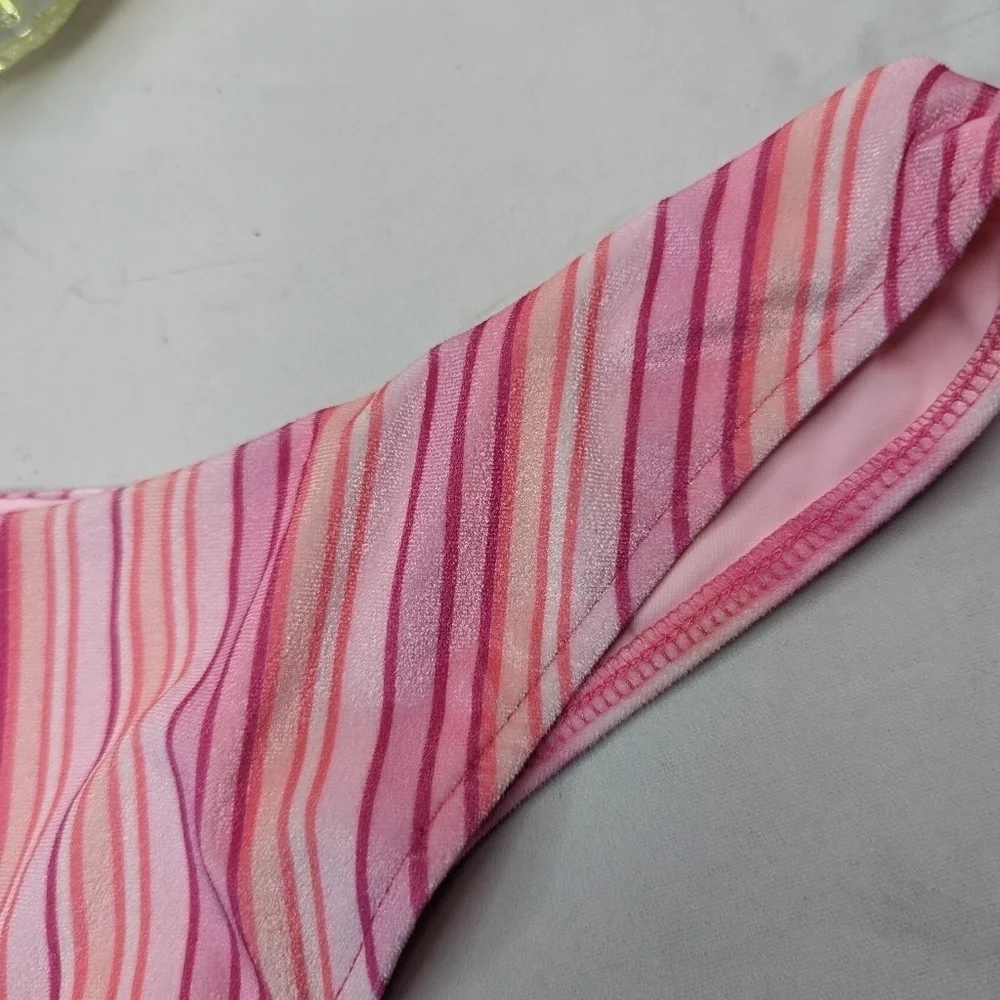 Frankie's Bikinis Bottoms Women XL Swim Bathing Velvet Pink Stripe Katarina